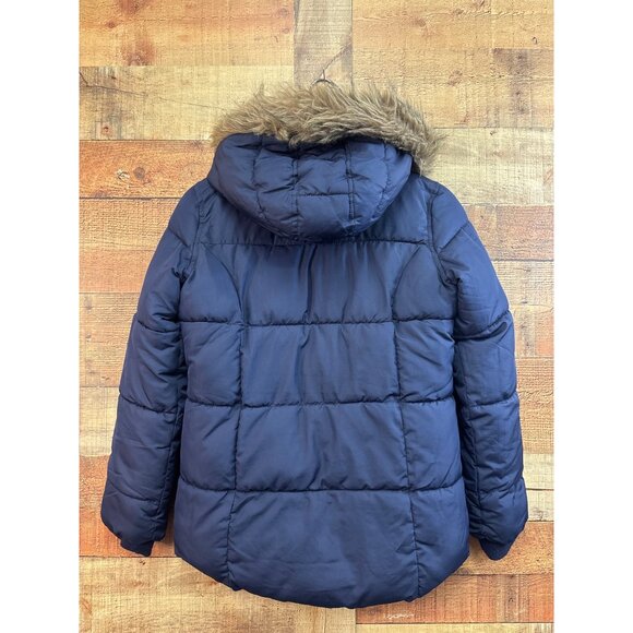 Old Navy girls XL Puffer Jacket With Faux Fur Hood Navy Blue - Picture 5 of 6